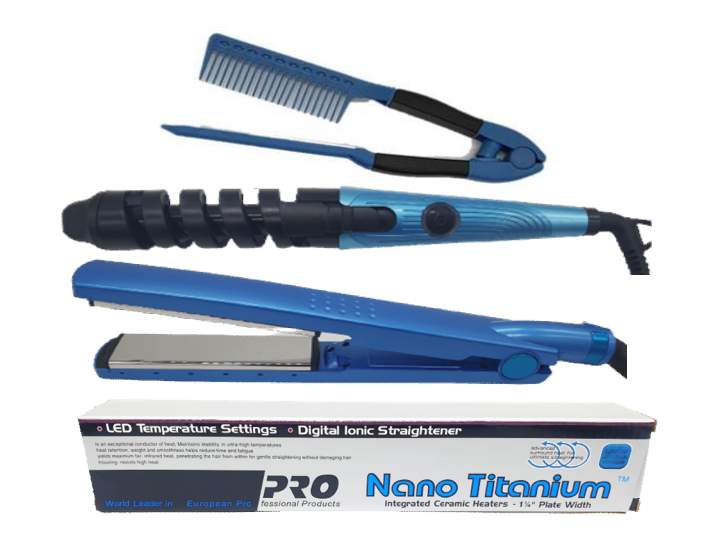 PLANCHA NANO TITANIUM EN COMBO (PLANCHA , RIZADOR & PEINE)